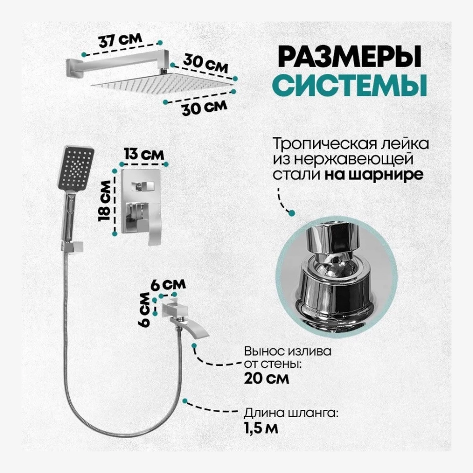 Душевая система скрытого монтажа Grocenberg GB5007 Хром