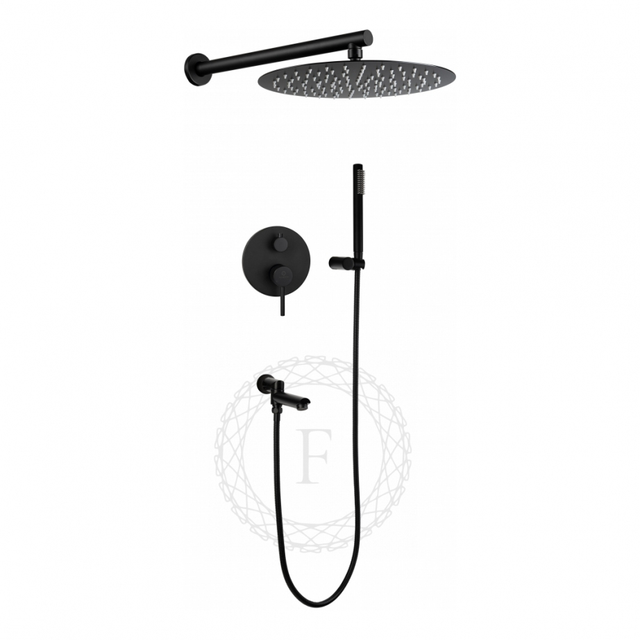 Душевая система скрытого монтажа FILARETE Roun FL1020 (Черный матовый)