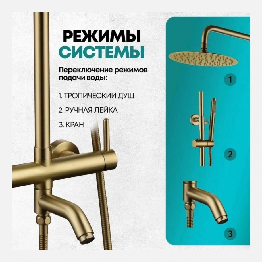 Душевая система Grocenberg GB7099 Матовое золото