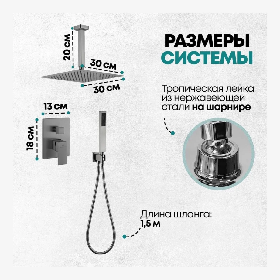 Душевая система скрытого монтажа Grocenberg GB5089BG-4 Графит