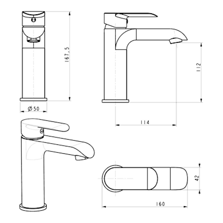 Cмеситель для раковины Hansberge H1033 Белый хром