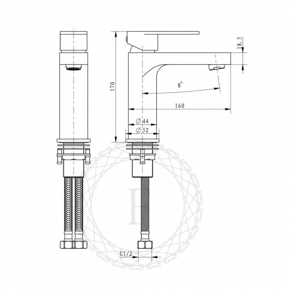 Cмеситель для раковины FILARETE Retta FL5030 (Никель)