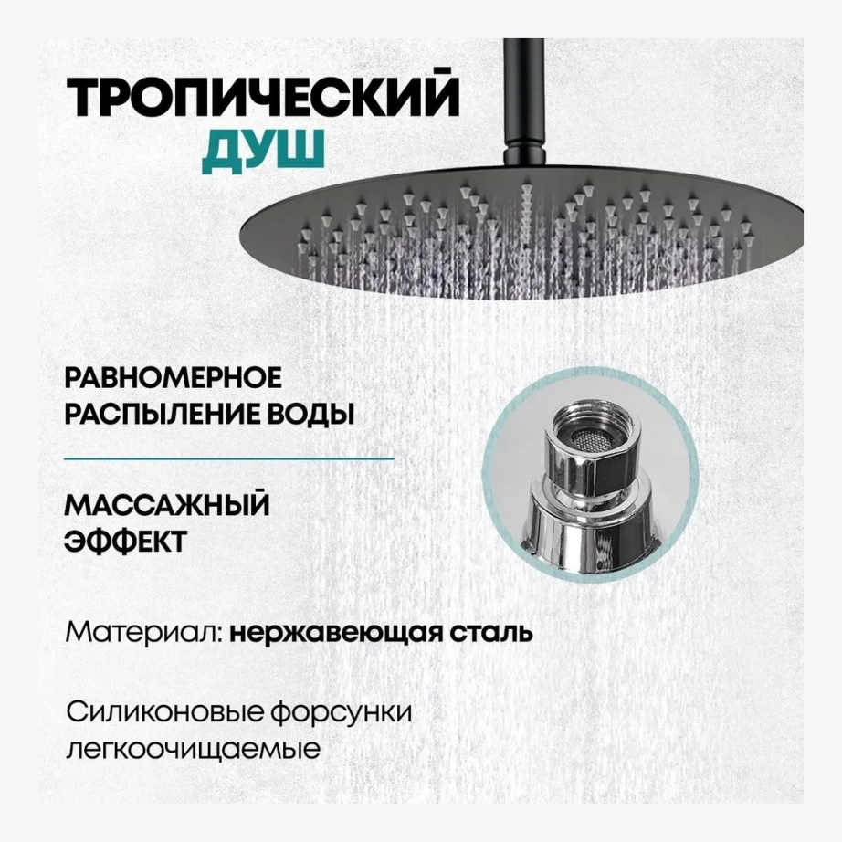 Душевая система скрытого монтажа Grocenberg GB5099BL-2 Черный матовый