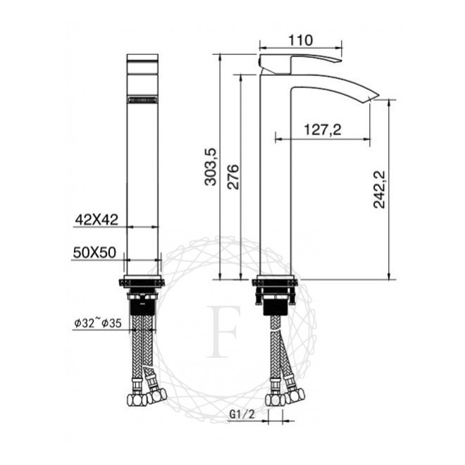Cмеситель для раковины FILARETE Waterfall FL6010 (Никель)